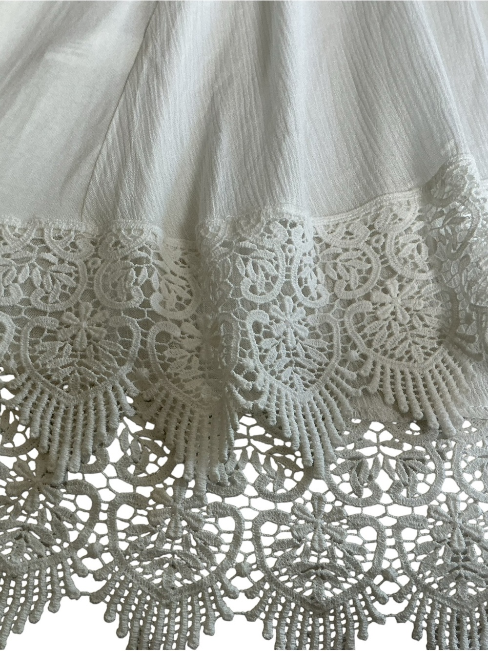 Monoreno Ivory White Crochet Lace Trim Tunic Dress Women's Small Long Sleeve - Picture 6 of 10